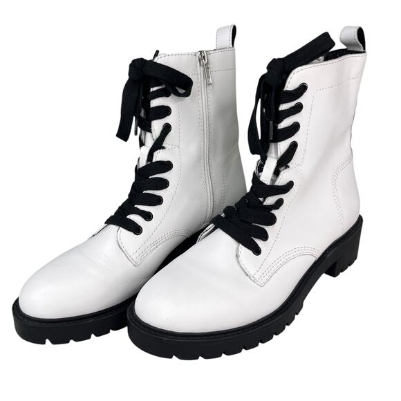 Steve Madden Checker Combat Boots White 9 - Picture 2 of 13